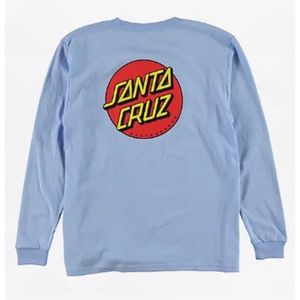 Santa Cruz Unisex Kids' Classic Dot Light Blue Long Sleeve T-Shirt NIB sz M